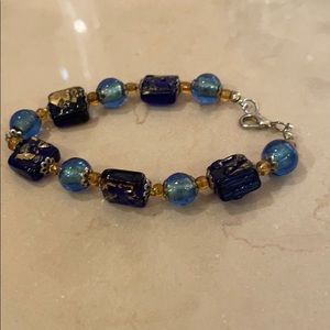 Italian murano glass blue and gold bracelet ⚜️💙
